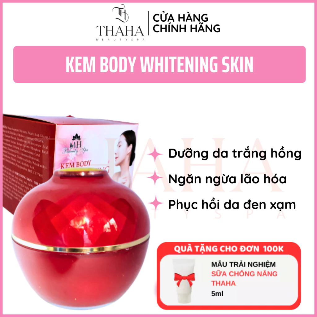 Kem body trắng da WHITENING SKIN MH Beauty Spa, Phục hồi da đen xạm, Dưỡng da trắng hồng, Ngừa lão hóa