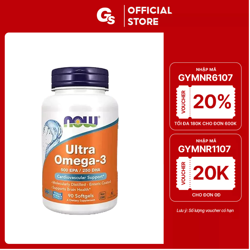 Viên uống dầu cá Now Ultra Omega-3 500 EPA/250 DHA nhập khẩu Mỹ - Gymstore