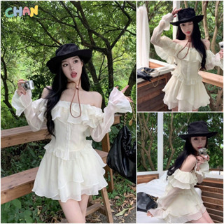 Sét Đồ Trễ Vai Gồm Áo Trễ Vai Bèo + Chân Váy Tầng Chất Liệu Voan