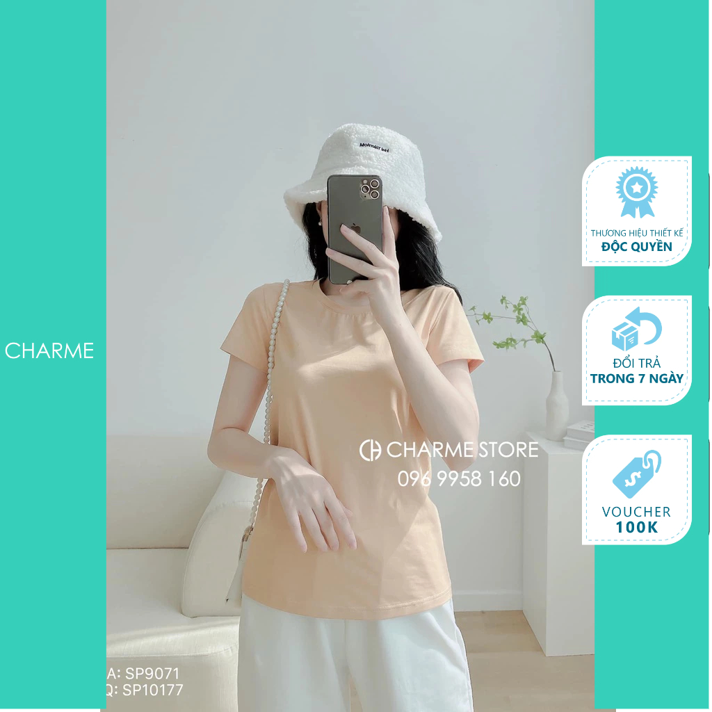 Áo thun nữ tay ngắn cổ tròn thiết kế Charme 9071