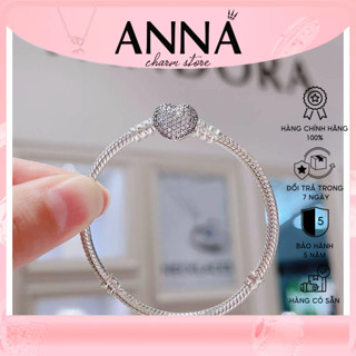 Vòng Pandora Moments khóa trái tim đính đá Cubic Zirconia - Lắc tay Pandora Authentic hàng chính hãng, đủ bill, Fullbox