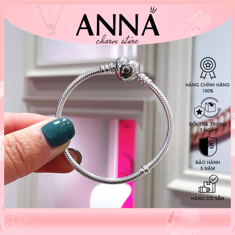Vòng Pandora Moments với khóa trái tim - Lắc tay Pandora Authentic hàng chính hãng, đủ bill, Fullbox, thẻ tag