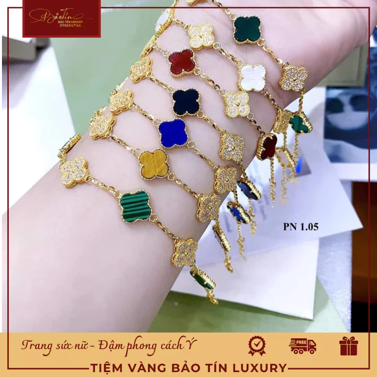 Lắc Tay Nữ Lá Trơn Và.ng Tây 10k - Vòng Tay Thời Trang Lá Phong Thủy May Mắn (Trọng Lượng 200g)