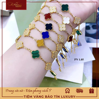 Lắc tay nữ lá trơn và.ng tây 10k - vòng tay thời trang lá phong thủy may mắn