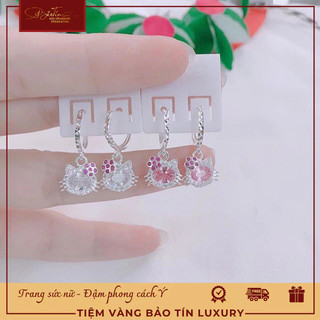 Bông tai bạc cho bé gái hình hello kitty xinh xắn, dễ thương