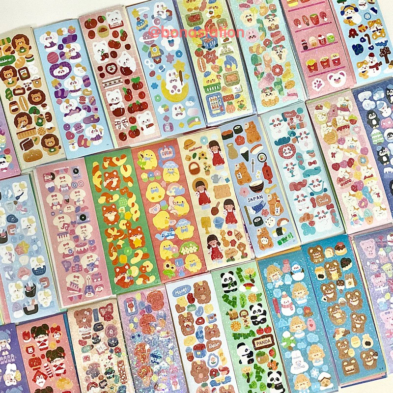Set 100 tấm sticker lấp lánh dễ thương trang trí toploader