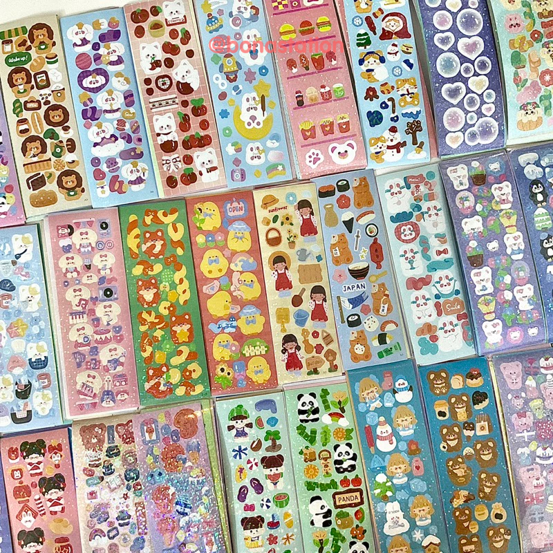Set 100 tấm sticker lấp lánh dễ thương trang trí toploader