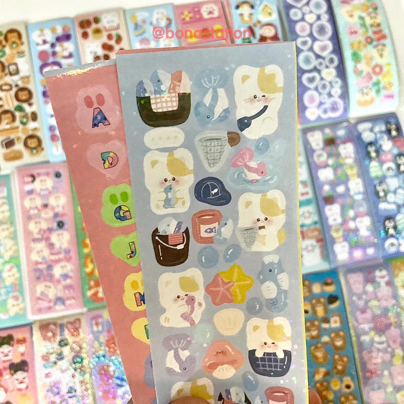 Set 100 tấm sticker lấp lánh dễ thương trang trí toploader