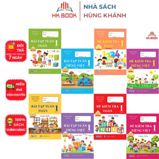 Sách - Combo 8 Cuốn Bài Tập Tuần và Đề Kiểm Tra môn Toán, Tiếng Việt Lớp 1 - Cánh Diều - Cả Năm - QC 180