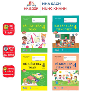 Sách - combo 4 cuốn bài tập tuần và đề kiểm tra - lớp 4 - tập 2 - môn toán, tiếng việt - 4 cuốn - q 441