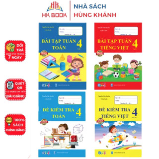 Sách - Combo 4 cuốn Bài tập Tuần và Đề Kiểm Tra - Lớp 4 - Tập 1 - Môn Toán, Tiếng Việt - 4 cuốn - Q 440
