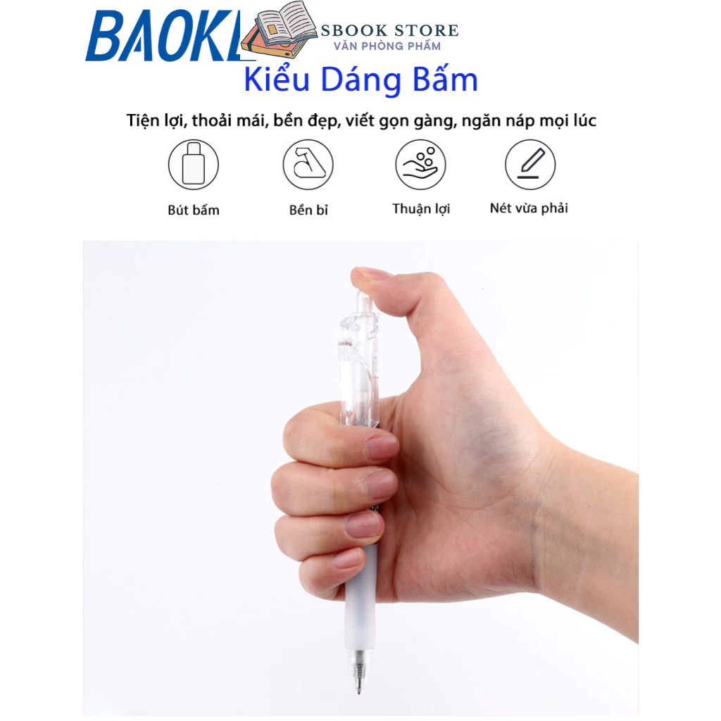 Bút gel bấm F35, ngòi 0.5mm - Baoke , Xanh - Đen - Đỏ , Siêu trơn, nhiều mực
