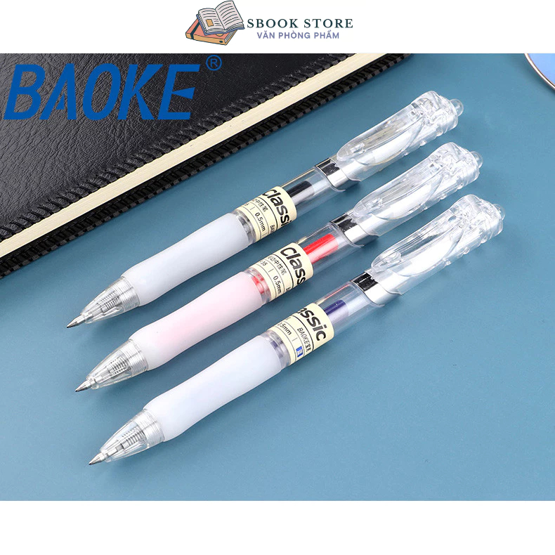 Bút gel bấm F35, ngòi 0.5mm - Baoke , Xanh - Đen - Đỏ , Siêu trơn, nhiều mực
