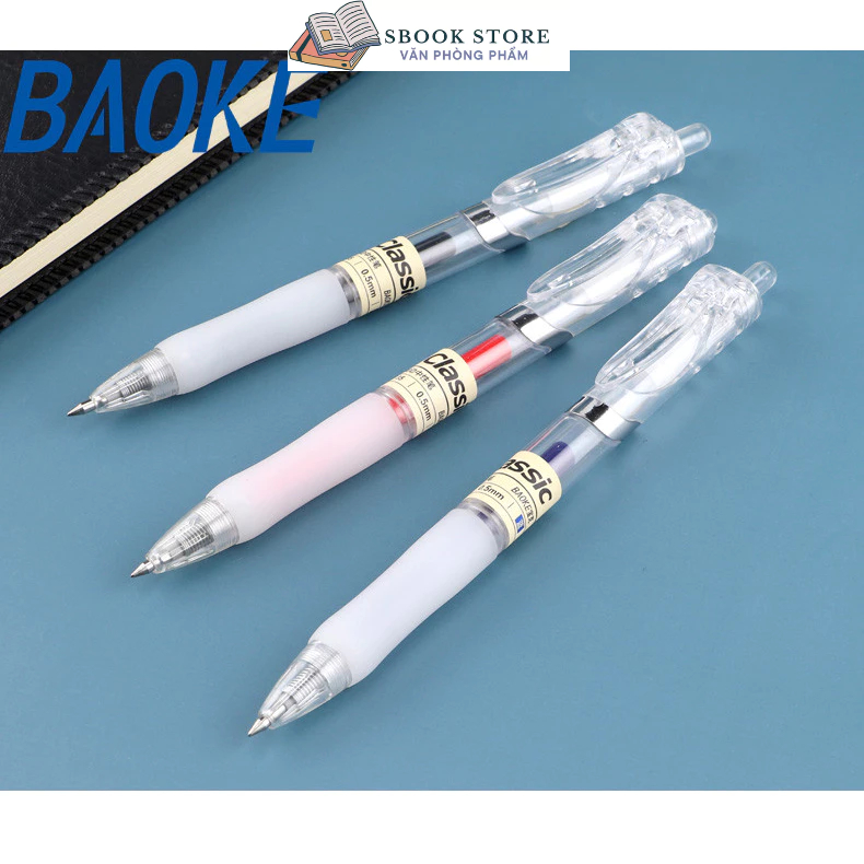 Bút gel bấm F35, ngòi 0.5mm - Baoke , Xanh - Đen - Đỏ , Siêu trơn, nhiều mực