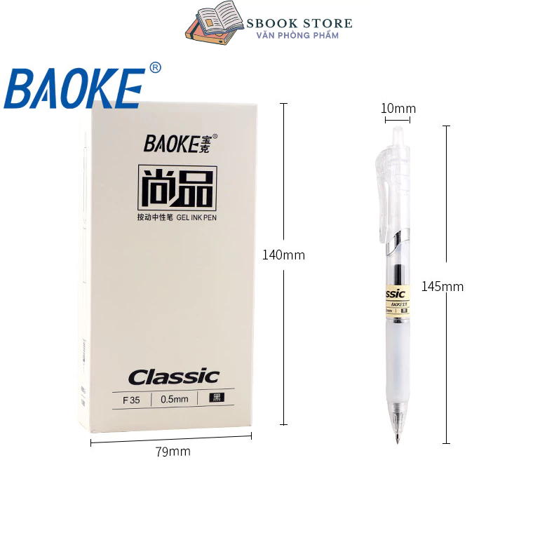 Bút gel bấm F35, ngòi 0.5mm - Baoke , Xanh - Đen - Đỏ , Siêu trơn, nhiều mực