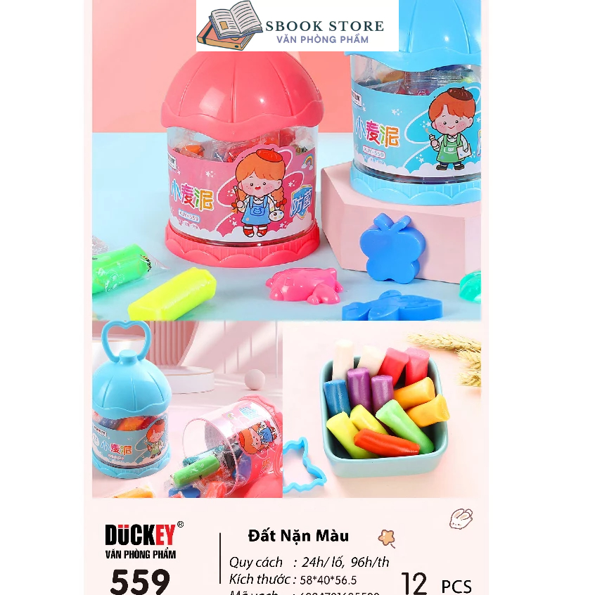Đất nặn hộp kèm khuôn , làm từ bột mì,an toàn khi sử dụng ,Ducky