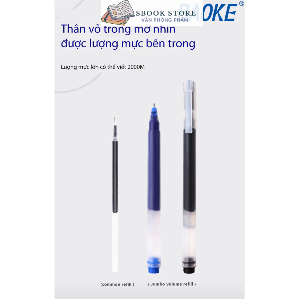 Bút Gel Baoke - PC3808 - 2000m - Vô Địch Về Mực