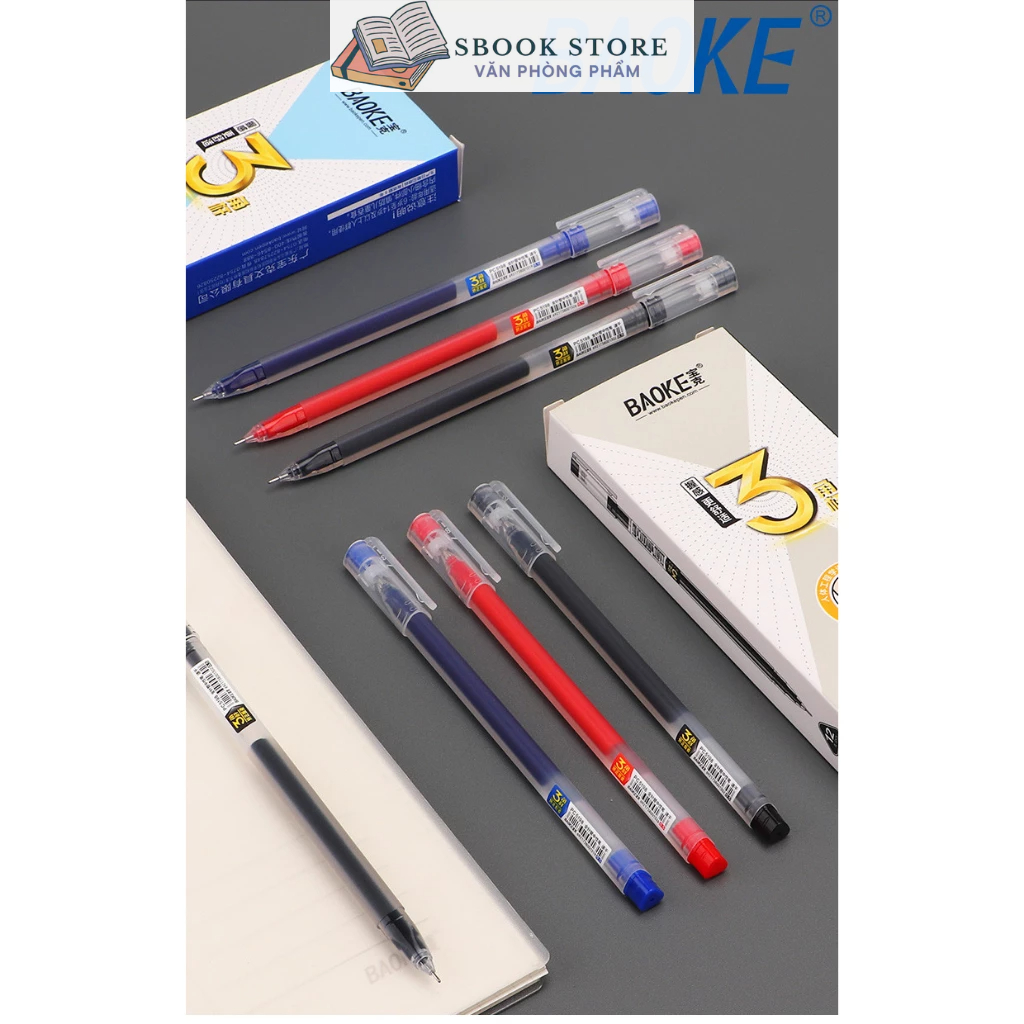 Bút Gel Baoke PC5198 - ngòi 0.5mm, thân hình tam giác, nhỏ gọn, dễ cầm - 12 chiếc/1 hộp