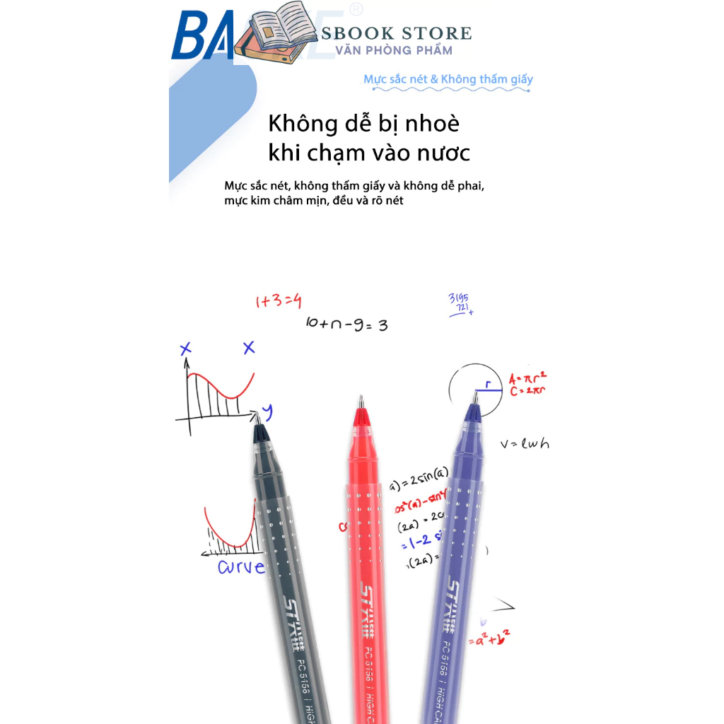 Bút gel ngòi  0.5mm PC5158 Baoke - Xanh,Đen,Đỏ - Siêu Trơn, Siêu nhiều mực