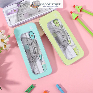 Bộ dụng cụ học tập 7 món compa, eke, thước kẻ, tẩy, chì. Bộ đồ dùng toán học