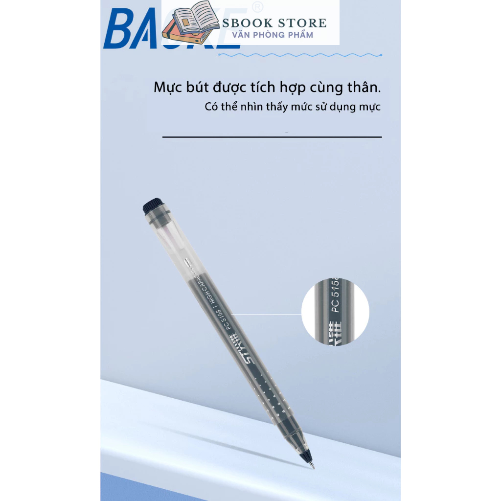 Bút gel ngòi  0.5mm PC5158 Baoke - Xanh,Đen,Đỏ - Siêu Trơn, Siêu nhiều mực