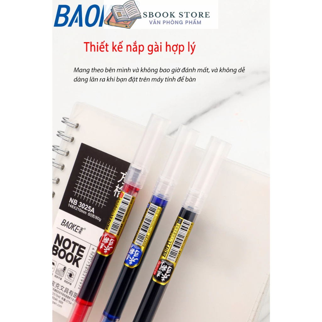 Bút Nước 0,5mm Baoke BK119, Xanh-Đen-Đỏ,Siêu nhiều mực,siêu trơn