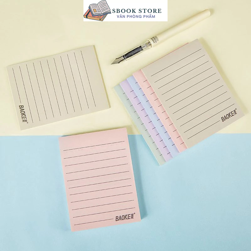 Sticky Note 4 màu pastel - macaron có dòng kẻ 100 tờ Baoke TZ6000 - TZ6006