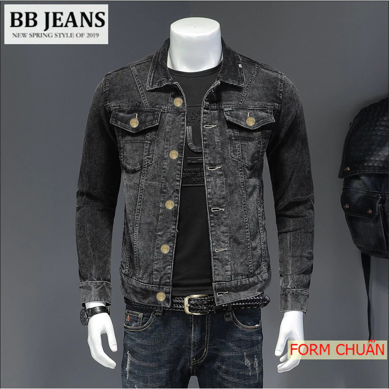 Áo khoác jean nam nữ unisex - áo jean nam xám DD form đẹp BB Jeans