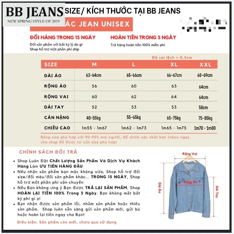 Áo khoác jean nam nữ unisex - áo jean nam xám DD form đẹp BB Jeans