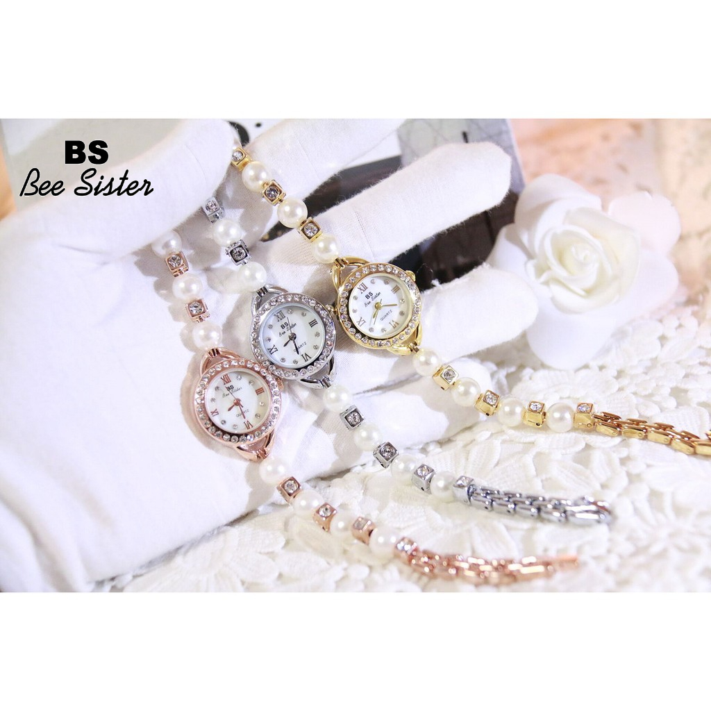 Đồng Hồ Nữ BS BEE SISTER FA0284 Dây Hạt, Chống Nước, Mặt Tròn Đính Đá - CHÍNH HÃNG