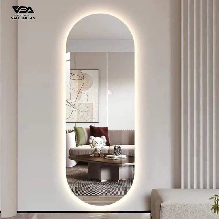 Đi tỉnh Gương toàn thân oval cao cấp Vạn Bình An 5mm, Gương toàn thân oval - gương con nhọng - cắt gương theo kích thước