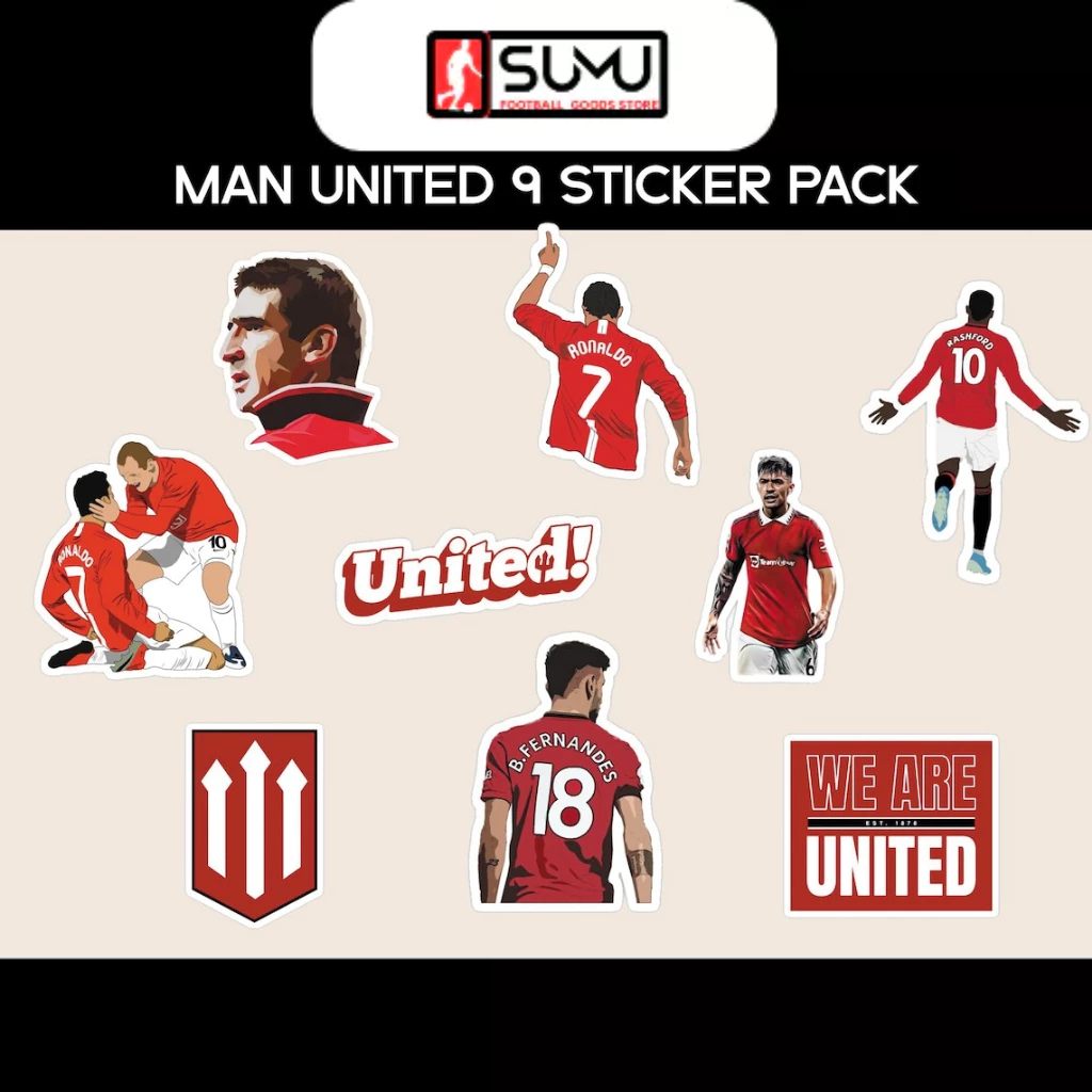 FREESHIP ⭐️ Set 9 Sticker Man United " Red Devils! " - Dán Xe | Trang Trí Laptop , Điện Thoại , Mũ Bảo Hiểm | Decor