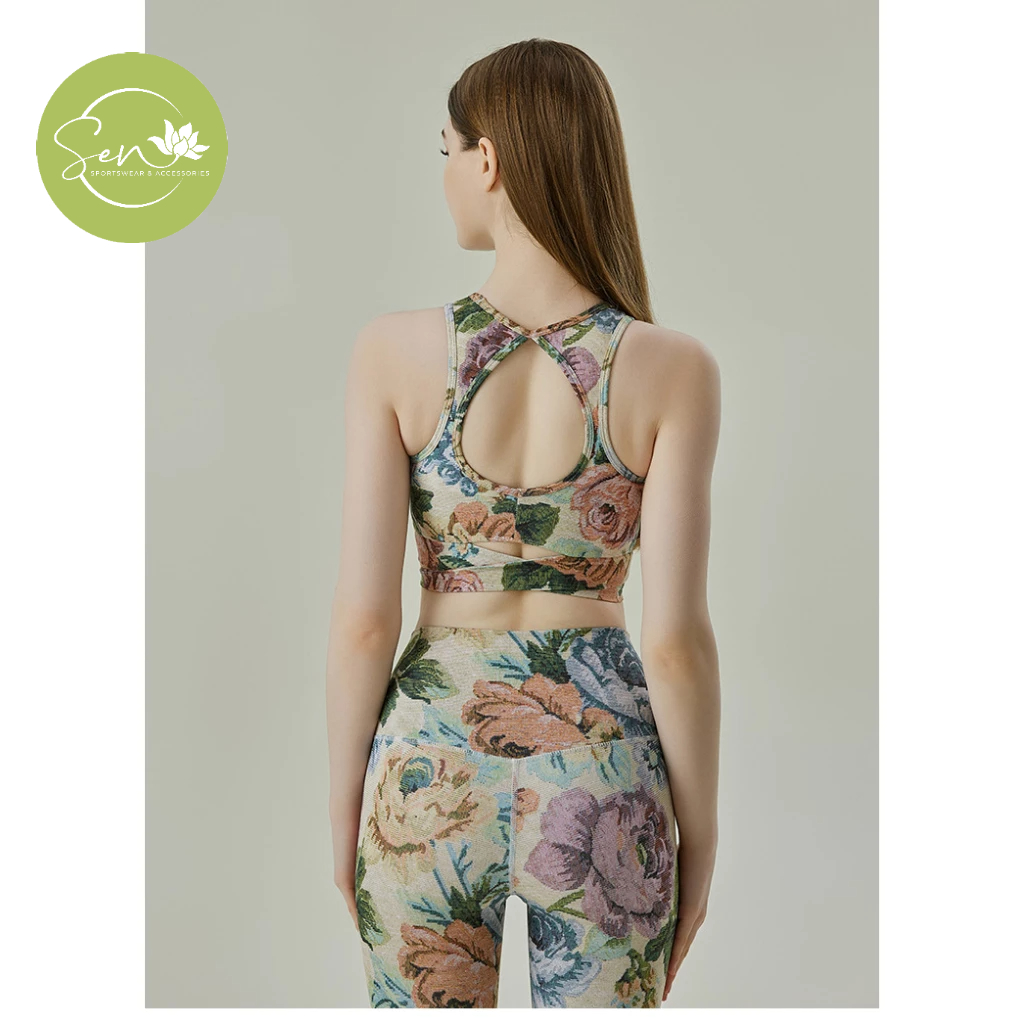 Set rời họa tiết hoa kèm mút cao cấp tập gym, yoga dành cho nữ