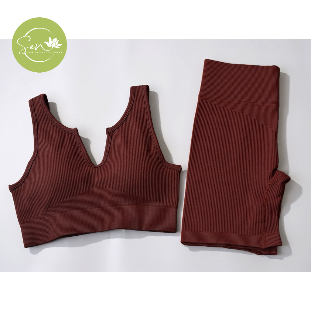 Set đùi thun gân, áo 3 lỗ dành cho nữ tập gym, yoga