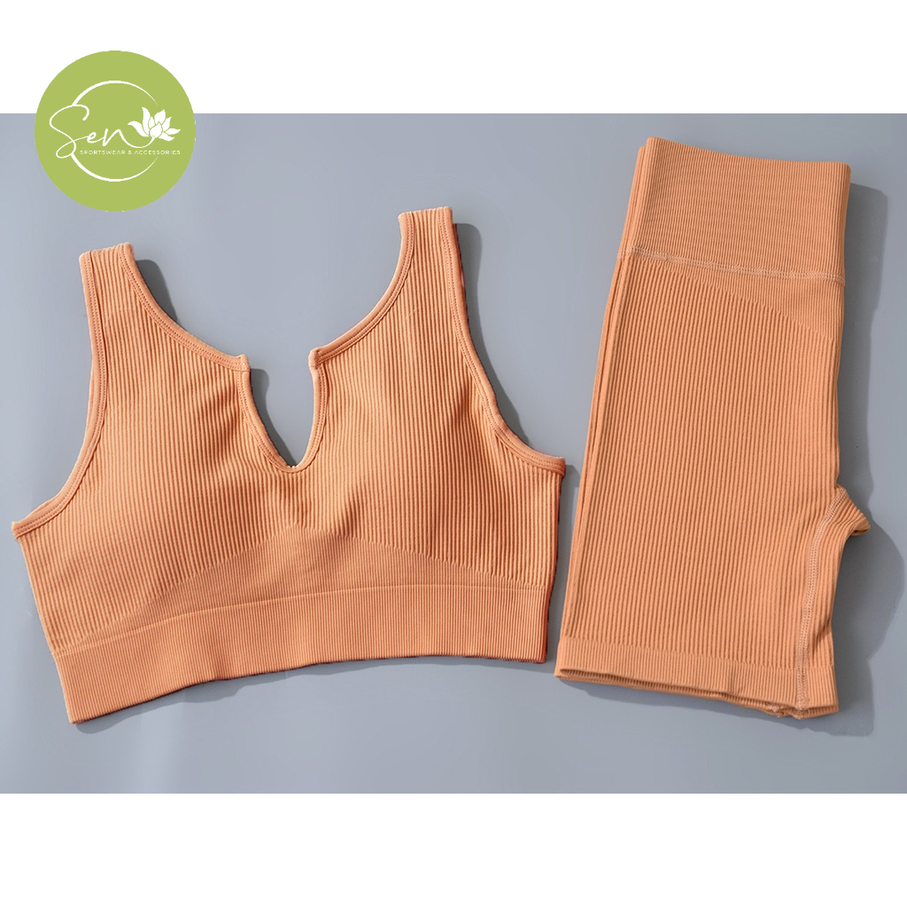 Set đùi thun gân, áo 3 lỗ dành cho nữ tập gym, yoga