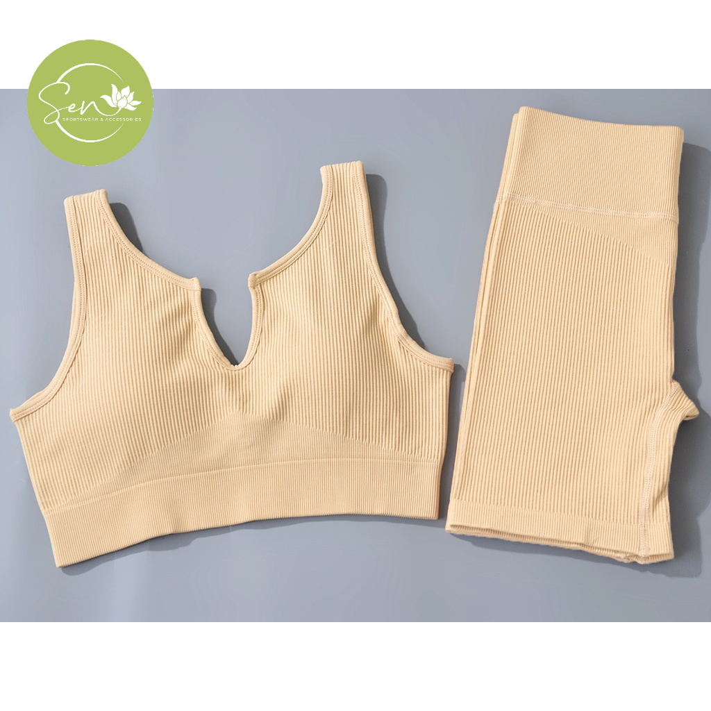 Set đùi thun gân, áo 3 lỗ dành cho nữ tập gym, yoga