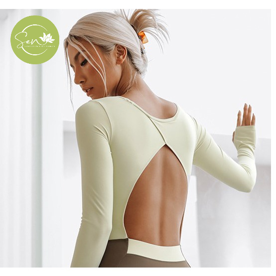Set đồ liền thân dài tay, hở lưng quyến rũ tập yoga