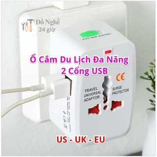 Ổ Cắm Du Lịch Đa Năng Có 2 Cổng USB