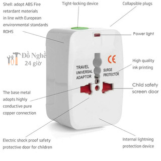 Ổ Cắm Du Lịch Đa Năng Có 2 Cổng USB
