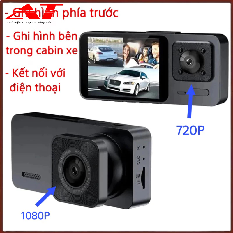 Camera Hành Trình 1080P 3 Mắt S10 không wifi và 3 mắt plus có wifi siêu xịn cao cấp-AT