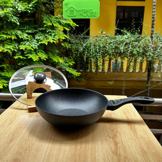 [HÀNG ĐỨC] Chảo Xào WELLBERG Chảo Chống Dính Sâu Lòng WELLBERG Size 28cm Dùng Bếp Từ Chảo Rán Nắp Thuỷ Tinh Chảo Bếp Từ