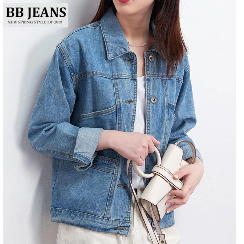 Áo khoác jean nữ có túi chứa tiện lợi - túi trơn - 4 túi - Rugyb form vừa dà áo 52-54cm BB Jeans