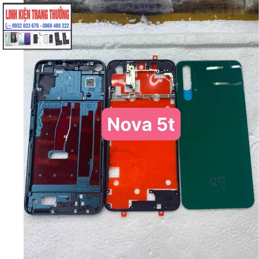 bộ vỏ zin điện thoại huawei nova 5T-có mã khung viền và lưng bán lẻ