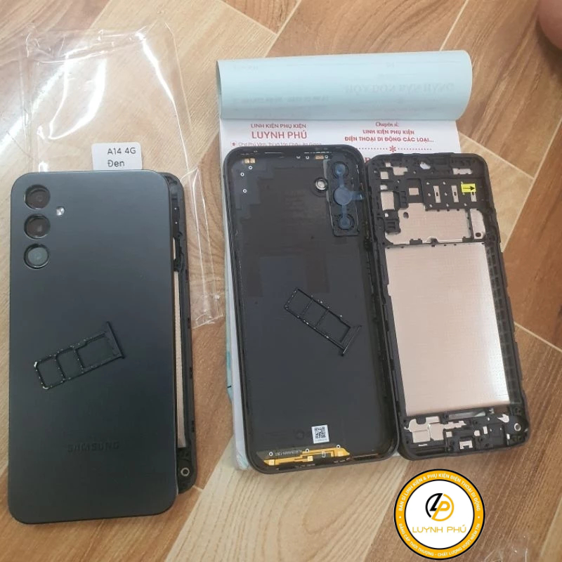 Vỏ samsung A14 4G A145F có khay sim khung sườn kính camera