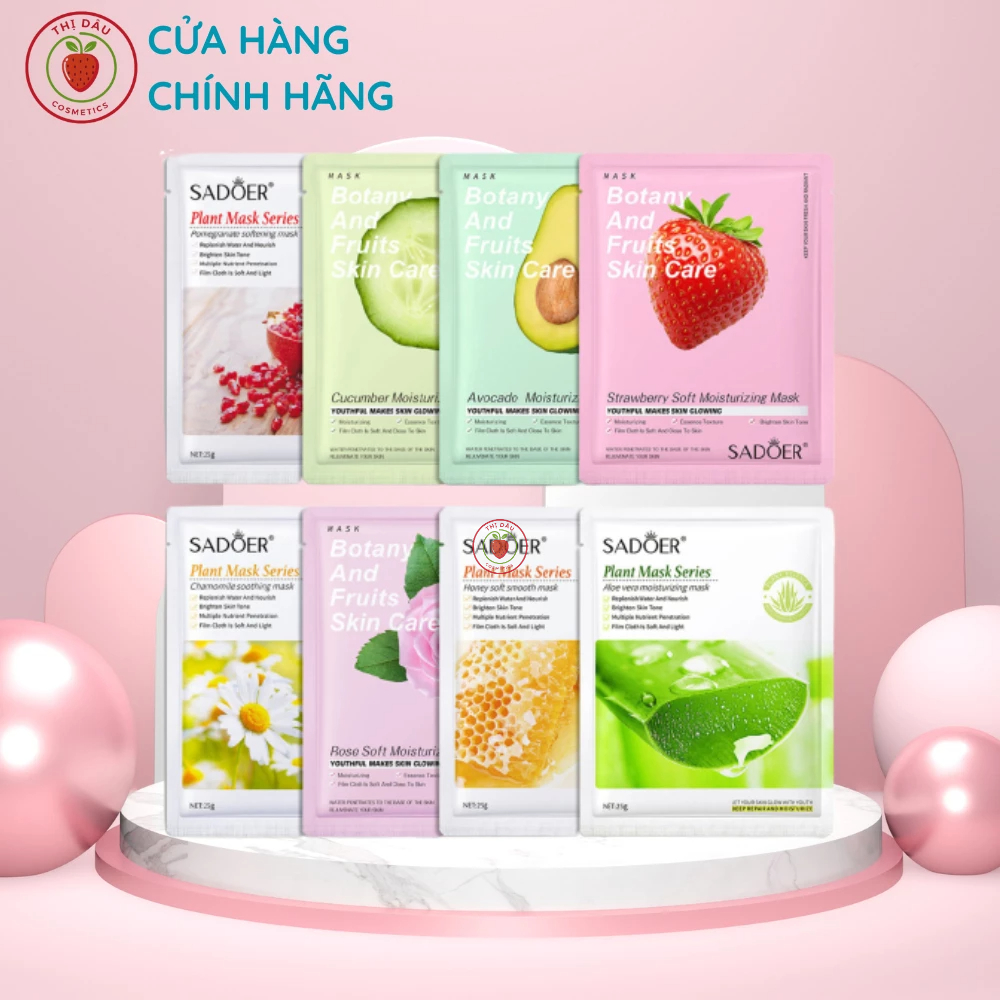 Combo 10 Mặt nạ dưỡng da, mặt nạ dưỡng trắng cấp ẩm mờ thâm bổ sung collagen tinh chất Nội Địa Trung Thị Dâu MN42-10