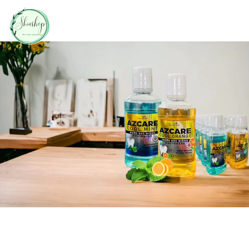 Nước súc miệng AZCARE  - bảo vệ răng khỏi vi khuẩn sâu răng, làm giảm ê buốt, làm cho hơi thở thơm mát.