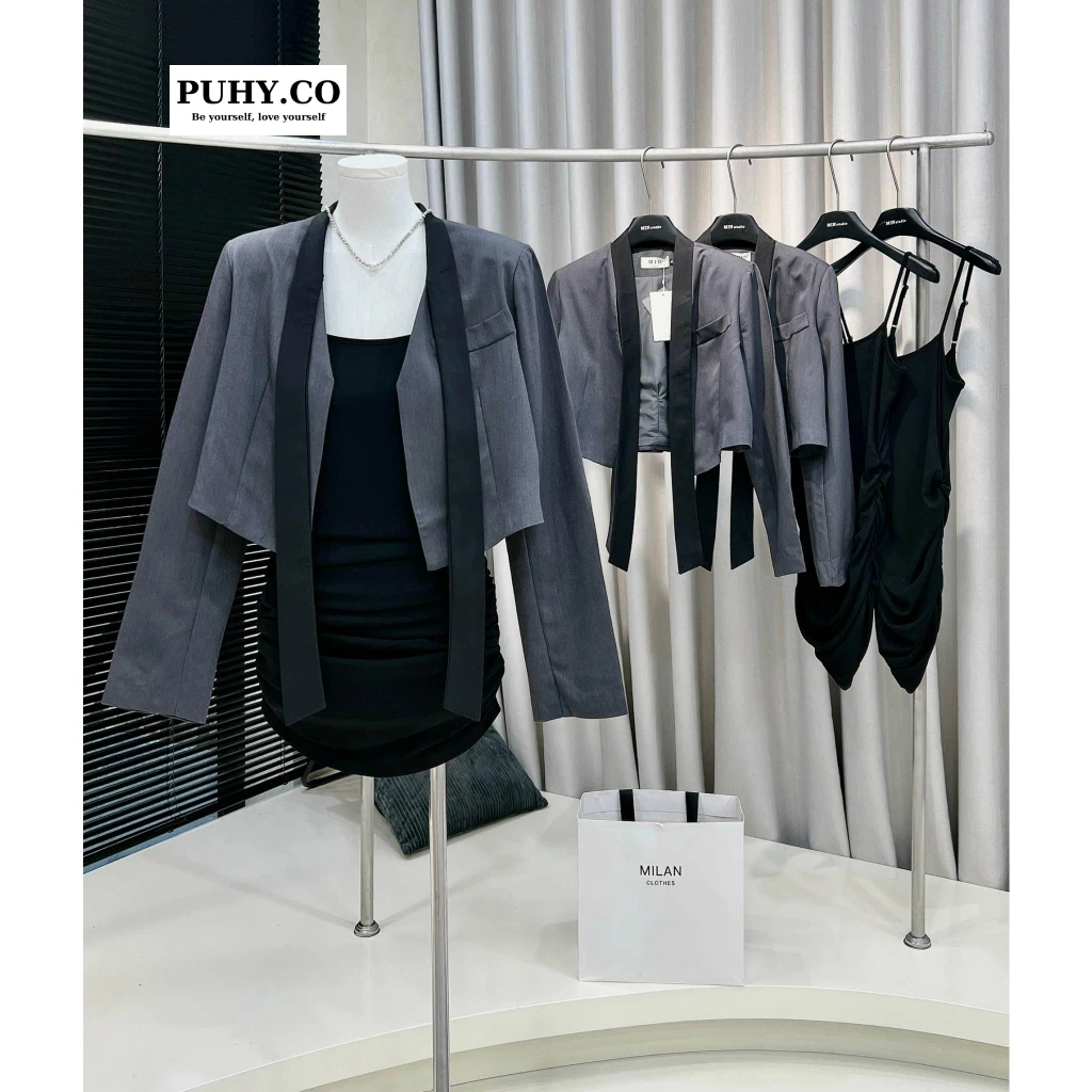 Set váy body mix áo blazer croptop siêu phẩm - ảnh thật