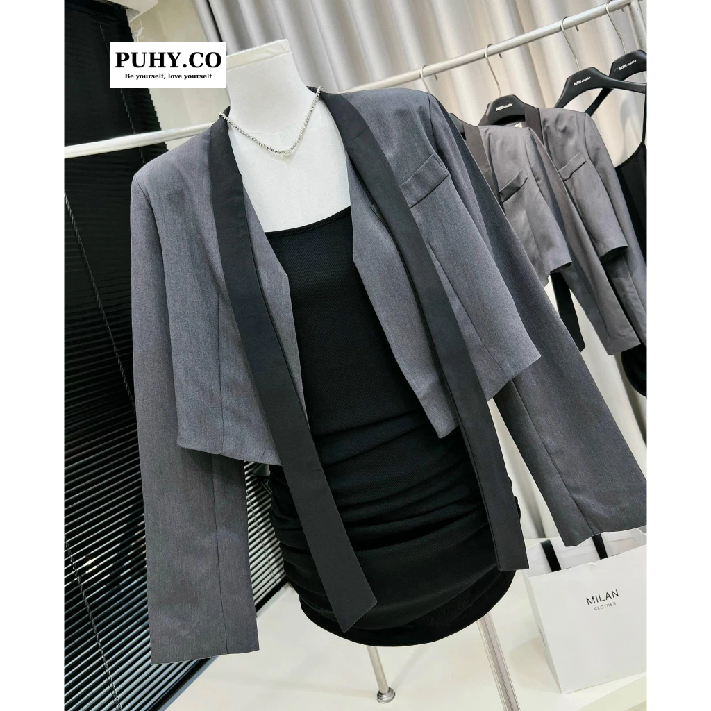 Set váy body mix áo blazer croptop siêu phẩm - ảnh thật