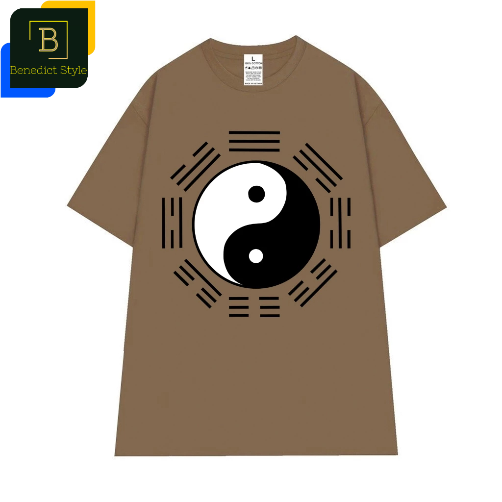 Cao cấp - Áo thun oversize in biểu tượng Thái cực triết lý Âm Dương Ngũ Hành Bát Quái phương Đông BND427
