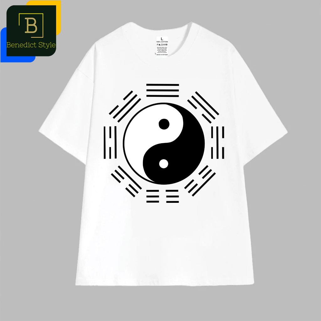 Cao cấp - Áo thun oversize in biểu tượng Thái cực triết lý Âm Dương Ngũ Hành Bát Quái phương Đông BND427